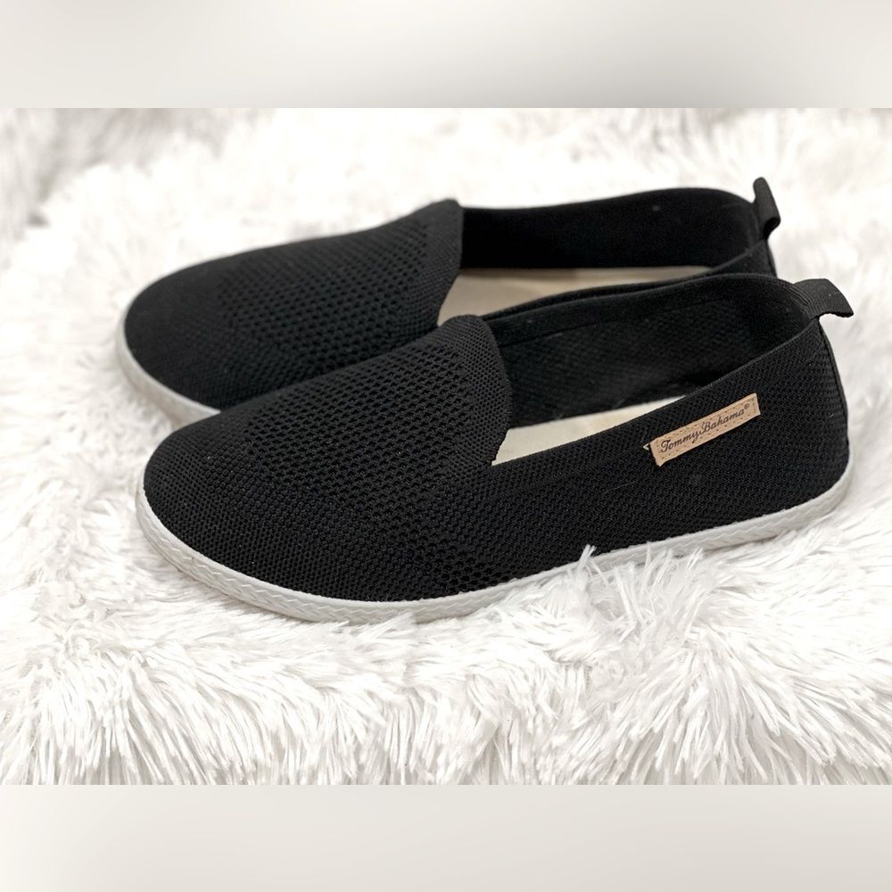 Tommy Bahama Black Slip On Knit Sneakers Memory Foam Loafers Womens Size 7.5